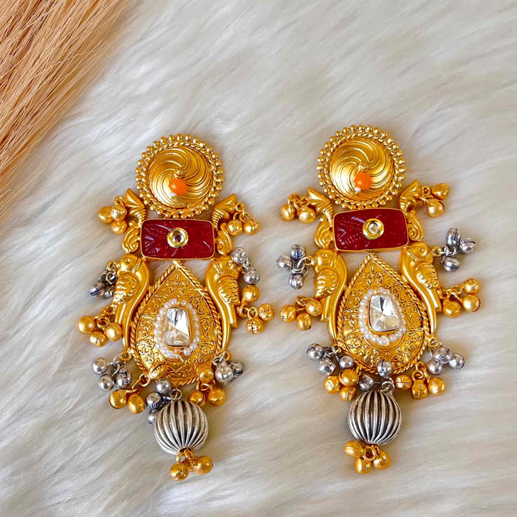 Pink Gulaab Fusion Golden Earrings