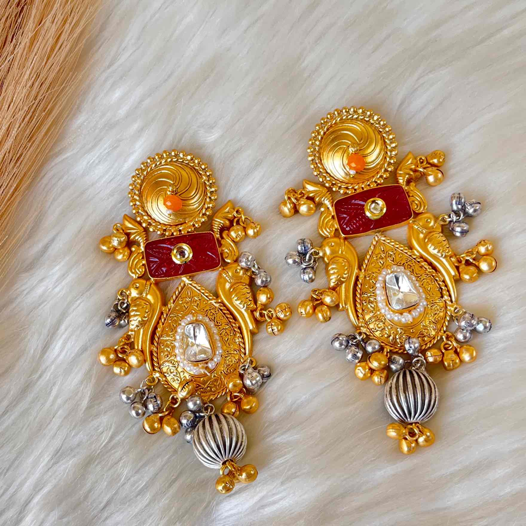 Pink Gulaab Fusion Golden Earrings