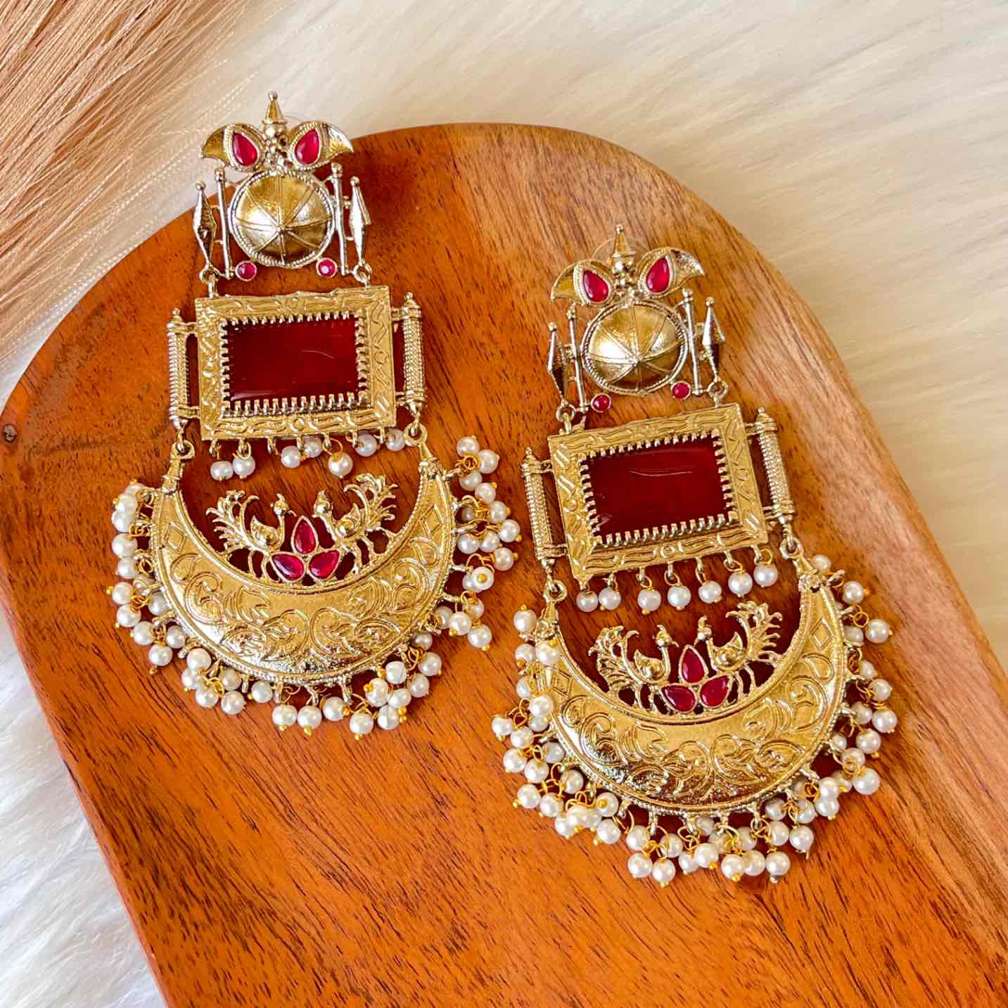 Red Tulsi Fusion Earrings