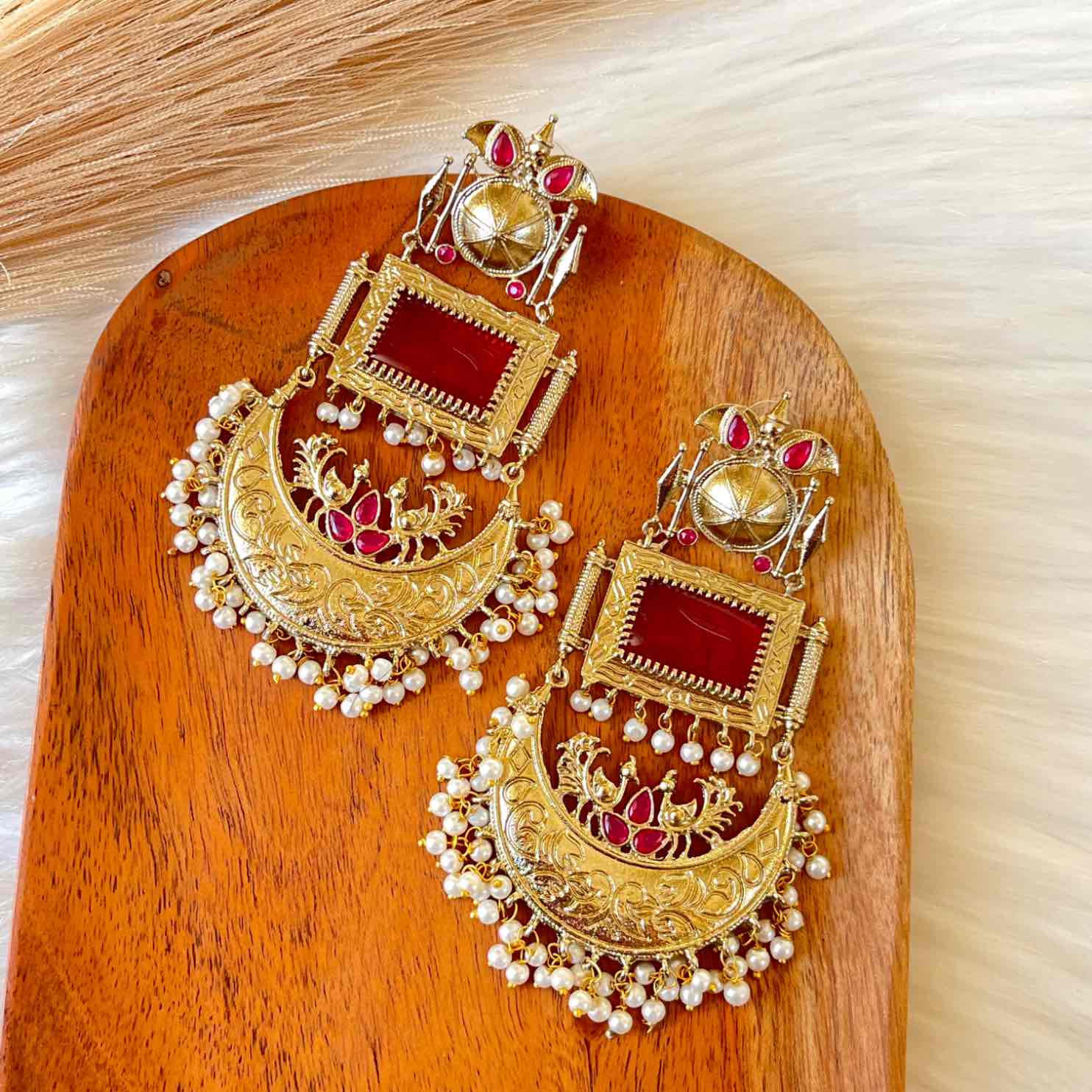 Red Tulsi Fusion Earrings