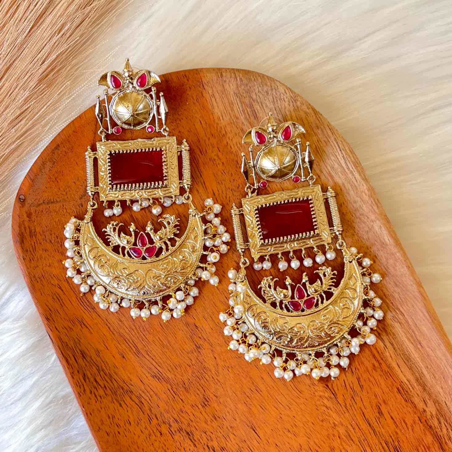 Red Tulsi Fusion Earrings