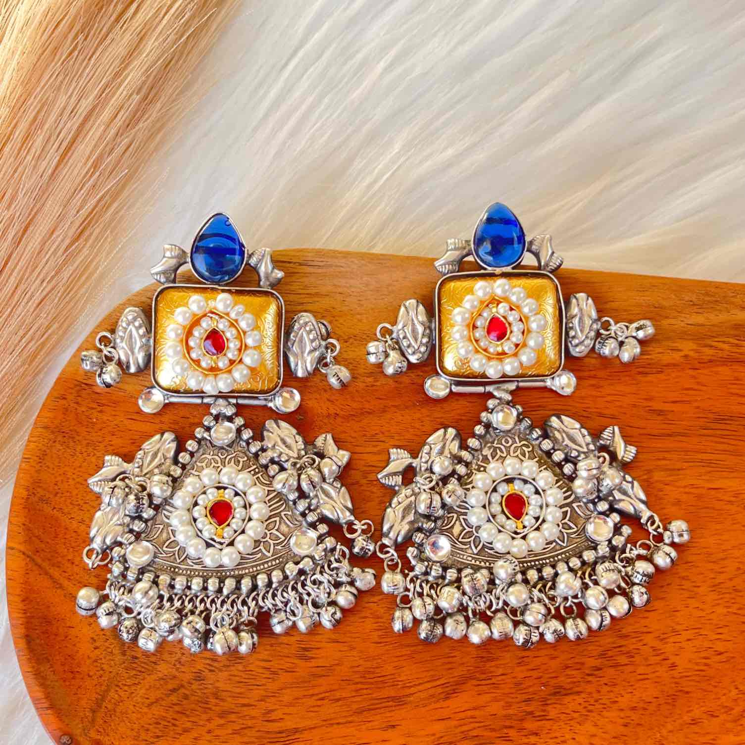 Blue Shubhika Silver Fusion Earrings