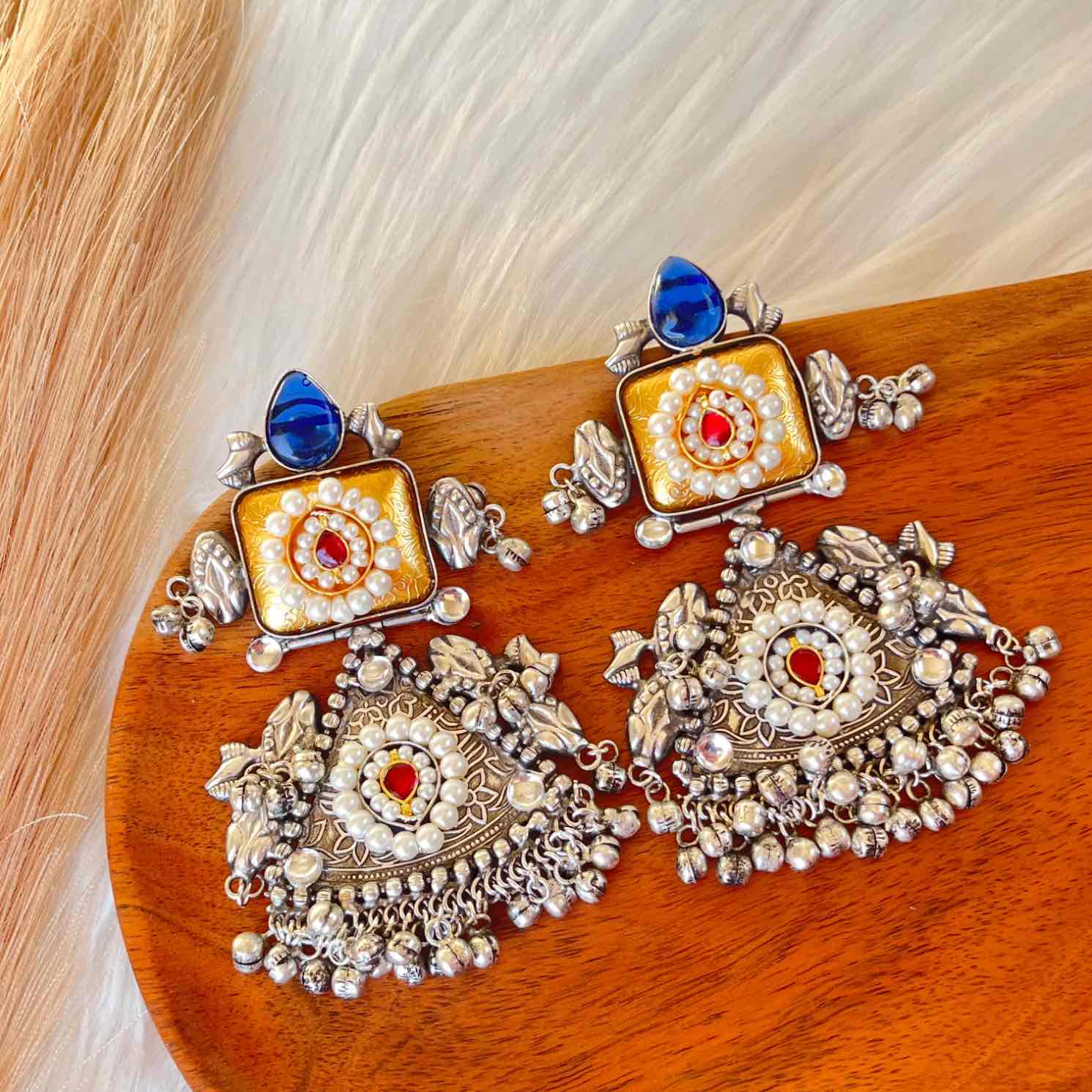 Blue Shubhika Silver Fusion Earrings