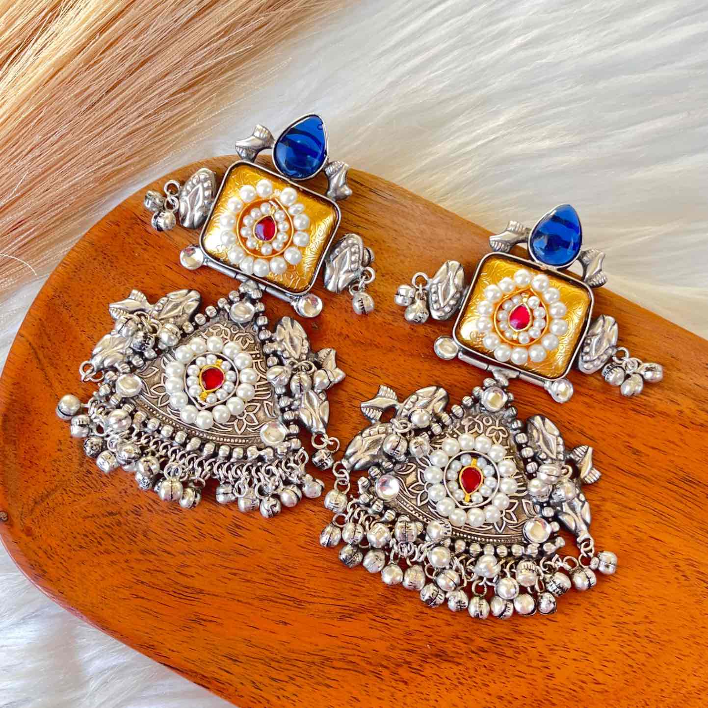 Blue Shubhika Silver Fusion Earrings