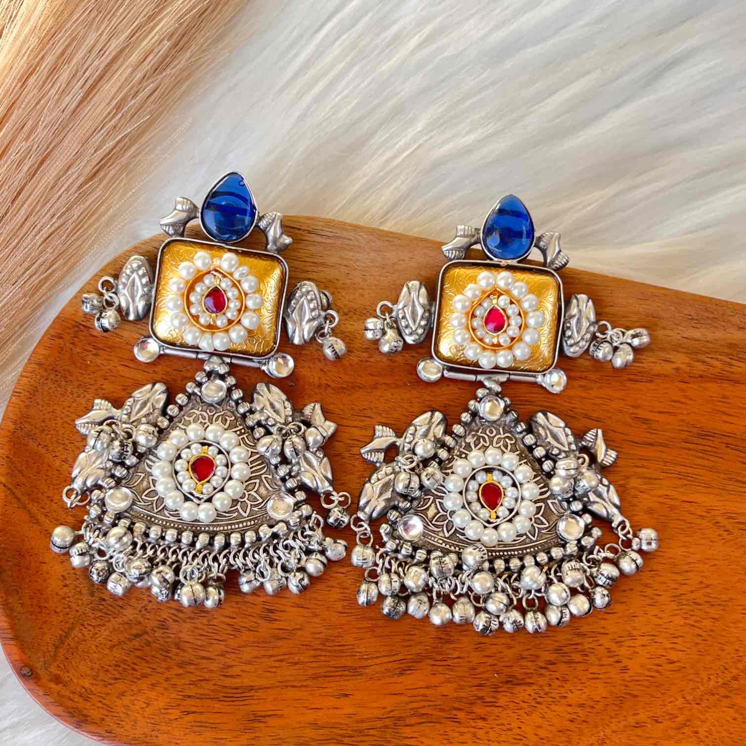 Blue Shubhika Silver Fusion Earrings