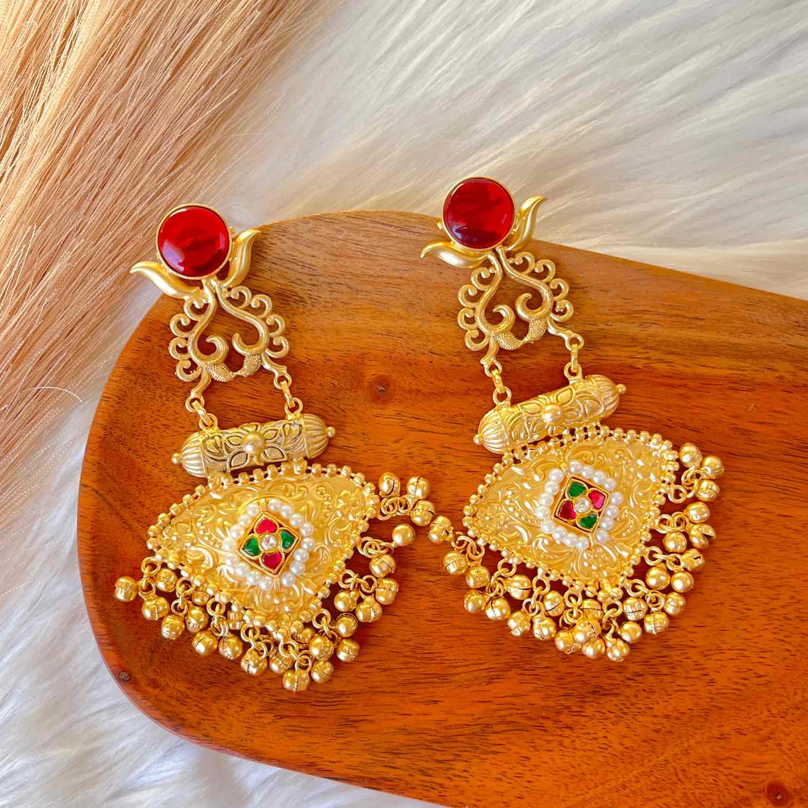 Red Royal Golden Fusion Earrings