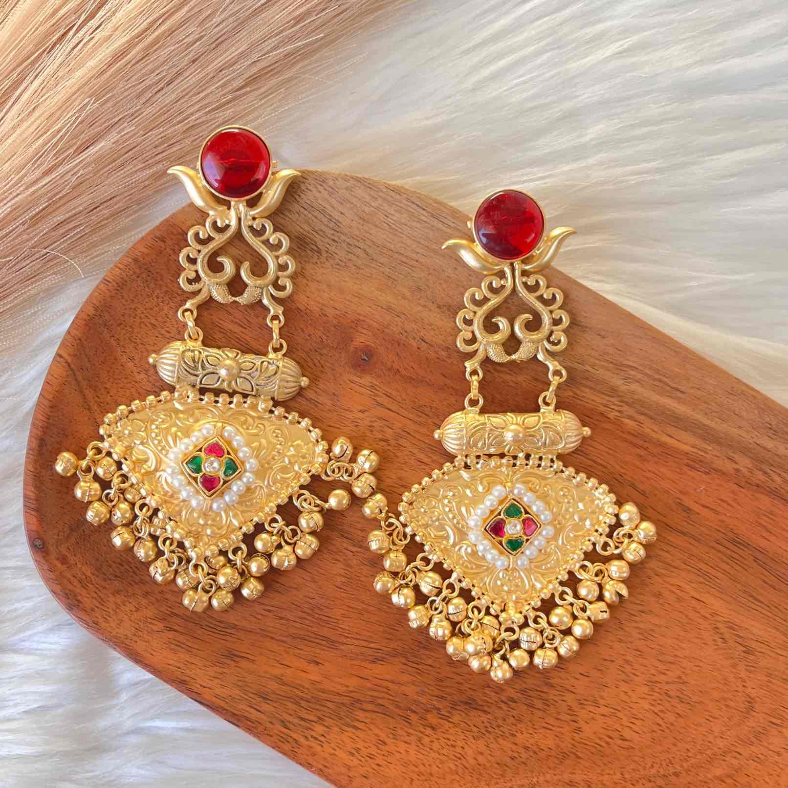 Red Royal Golden Fusion Earrings