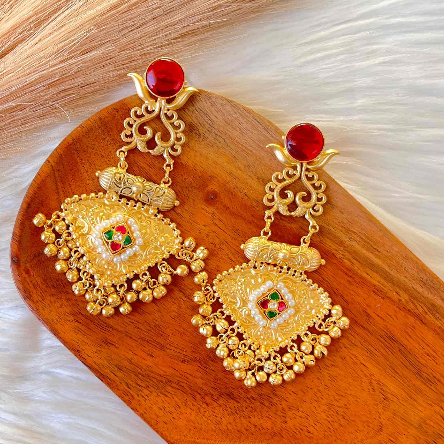 Red Royal Golden Fusion Earrings