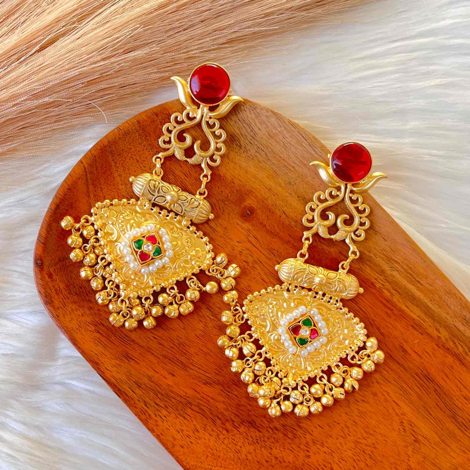 Red Royal Golden Fusion Earrings