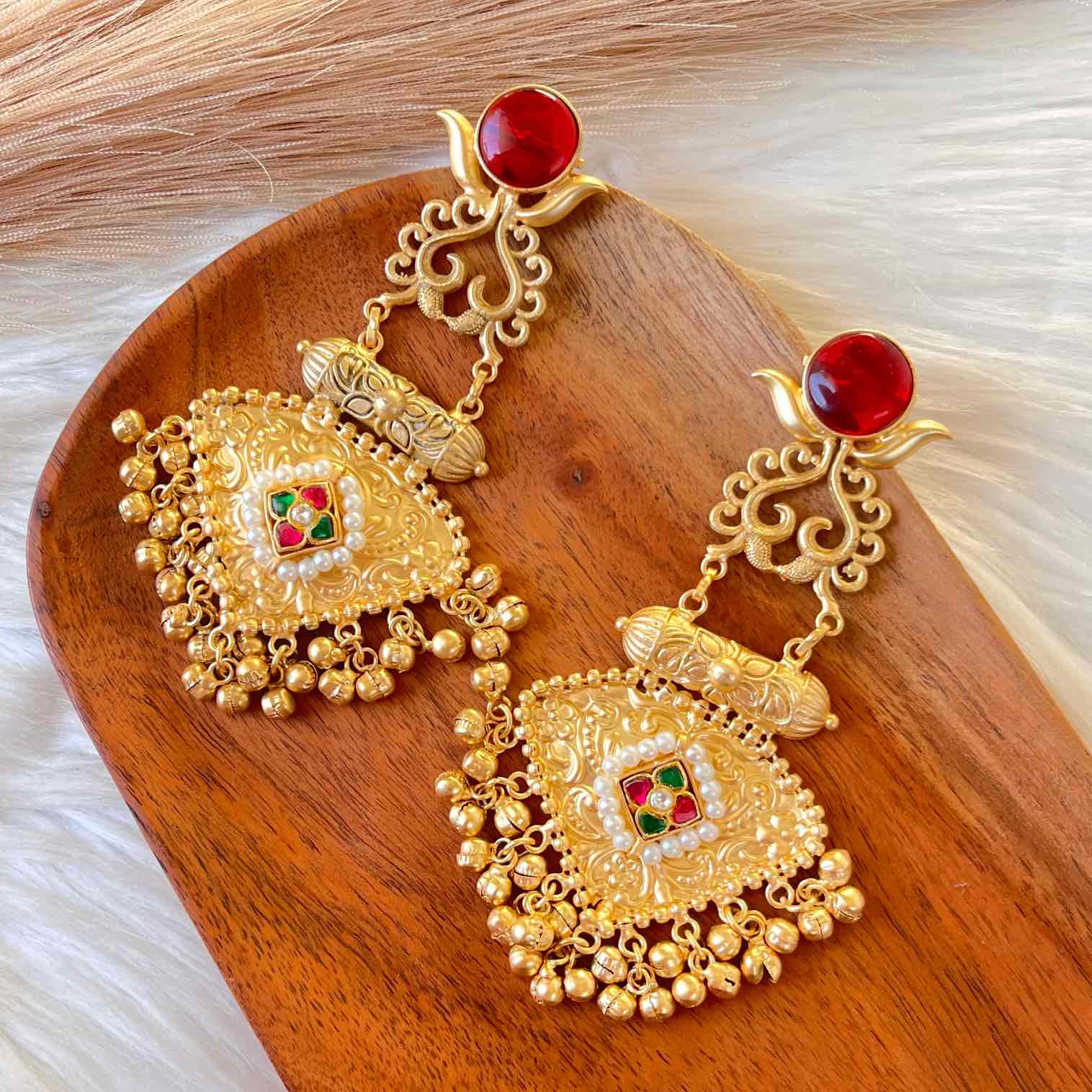 Red Royal Golden Fusion Earrings