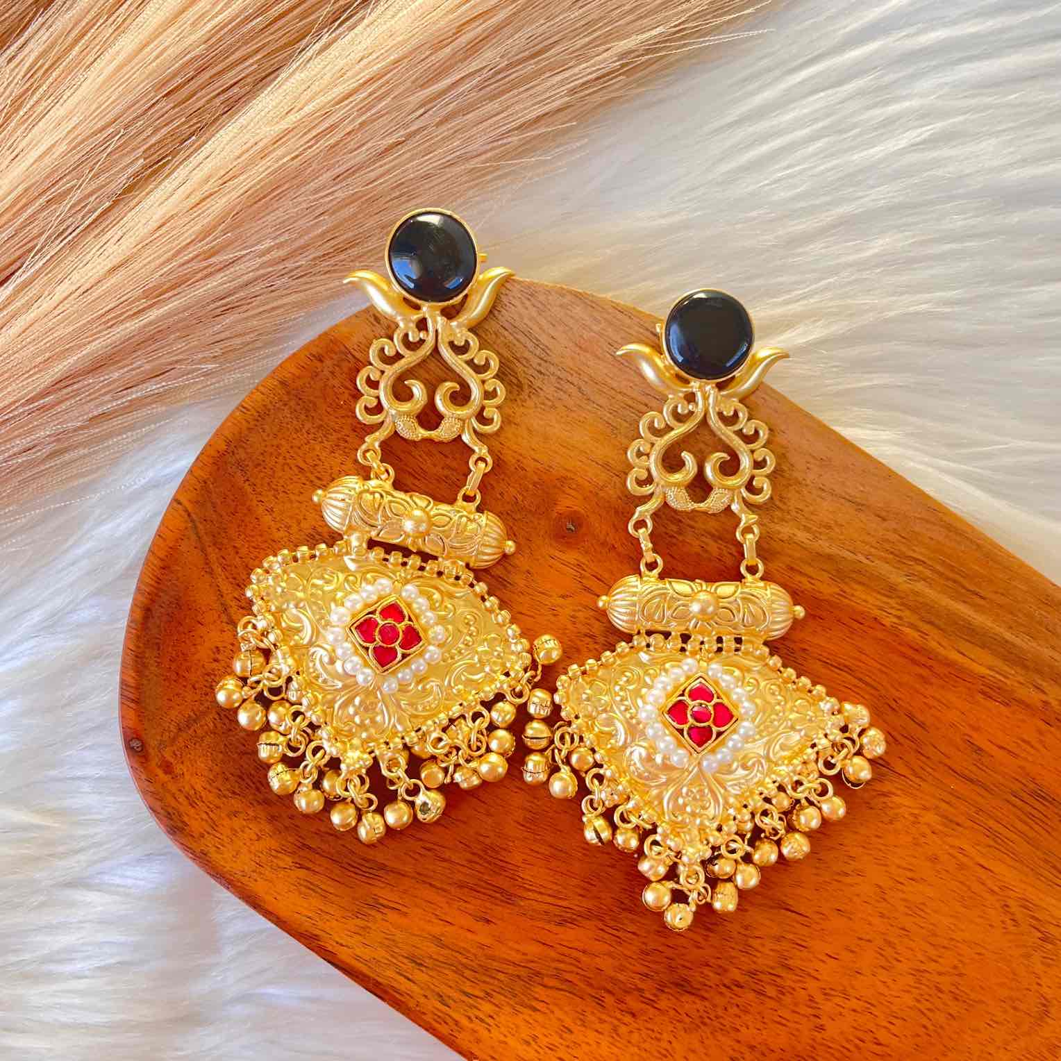 Black Royal Golden Fusion Earrings