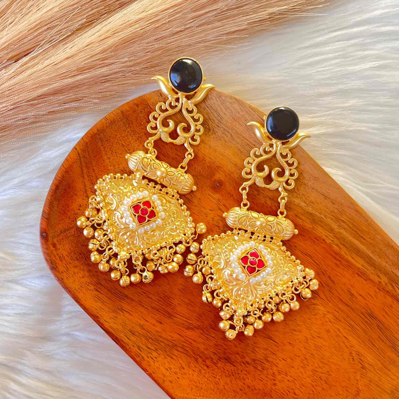 Black Royal Golden Fusion Earrings