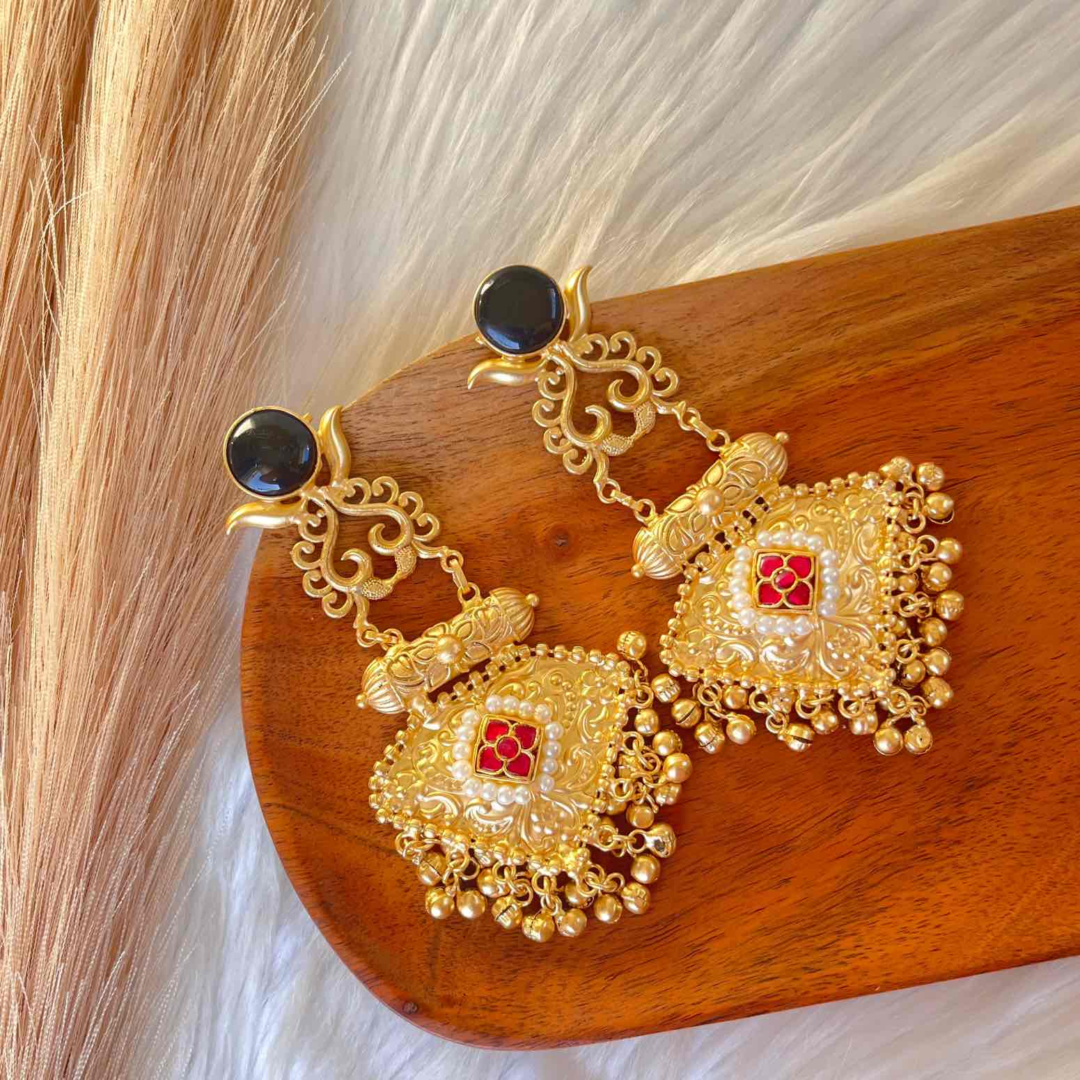 Black Royal Golden Fusion Earrings