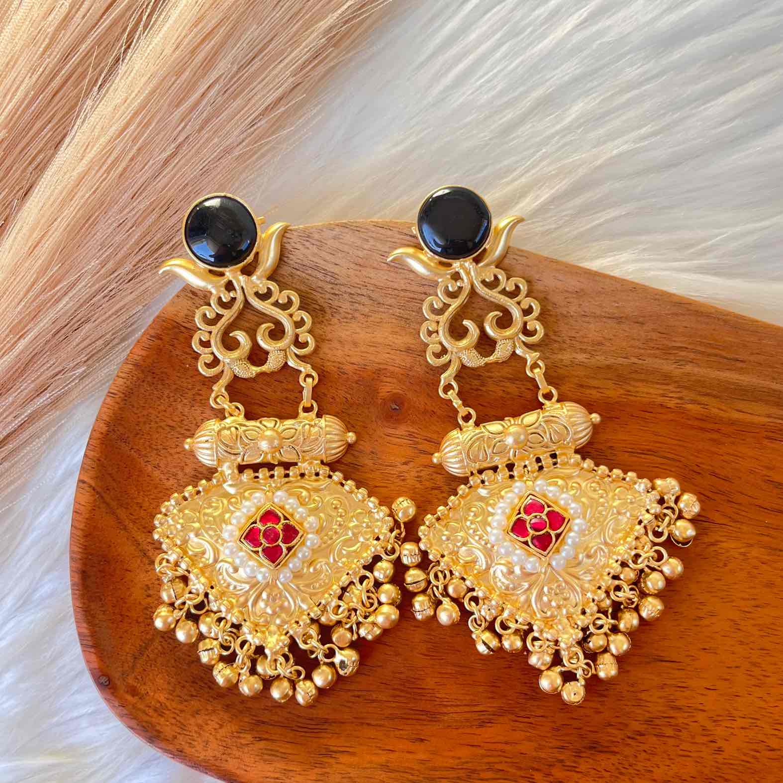 Black Royal Golden Fusion Earrings