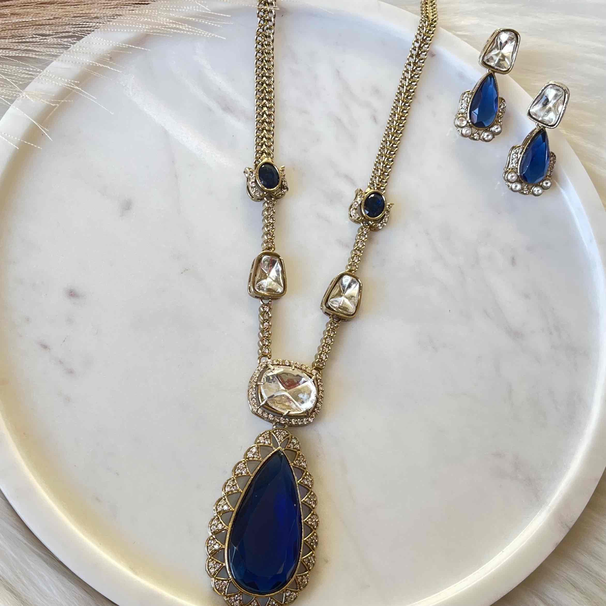 Blue Madhurima Fusion Necklace Set