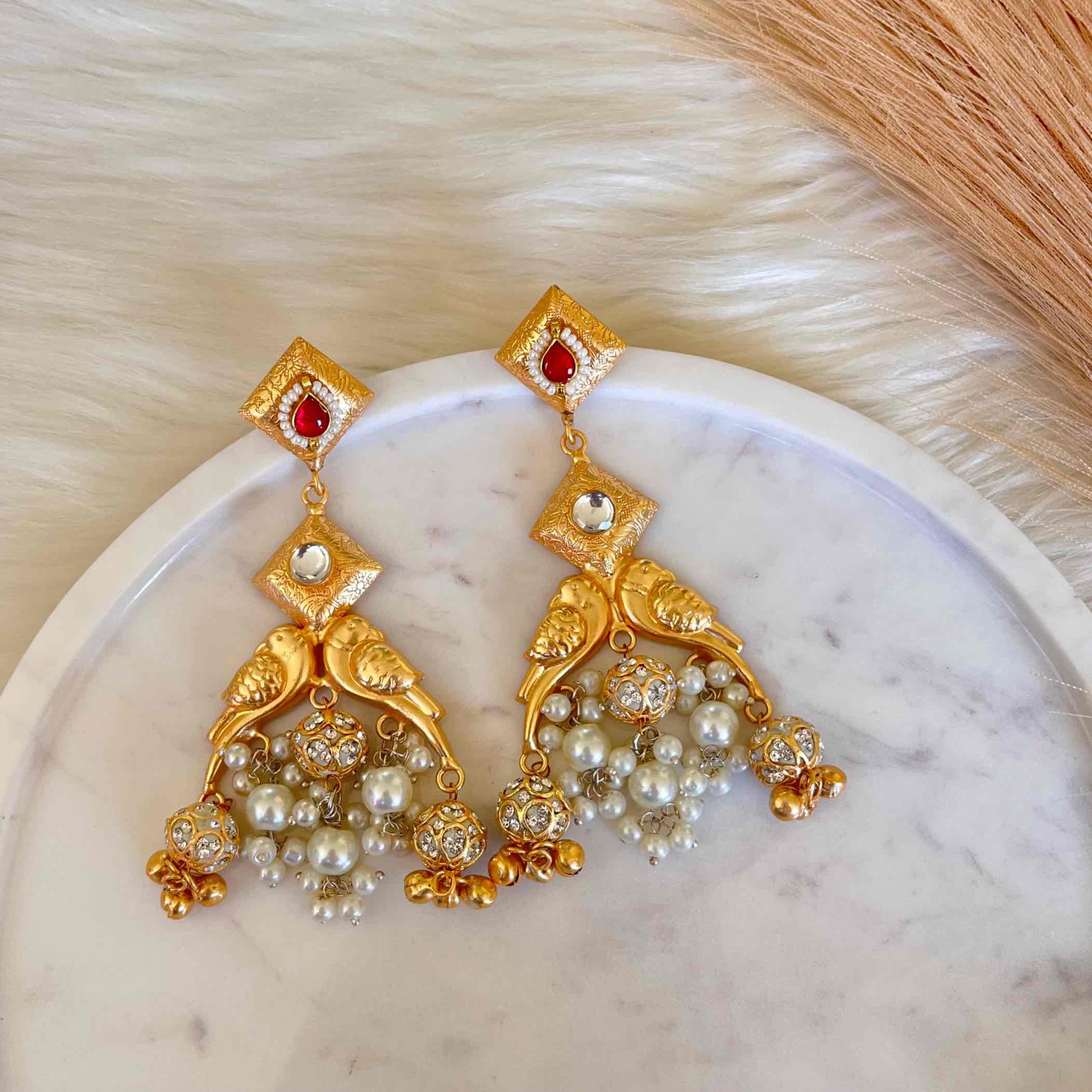 Pink Aakrati Golden Fusion Earrings