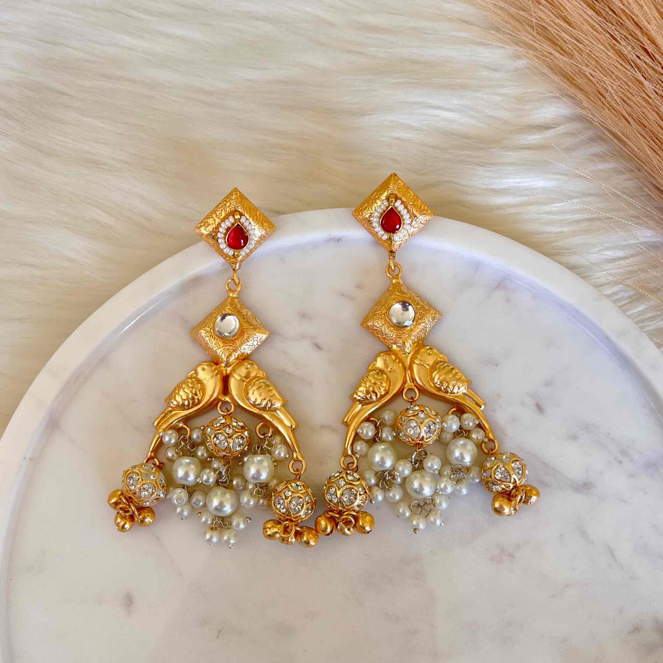 Pink Aakrati Golden Fusion Earrings