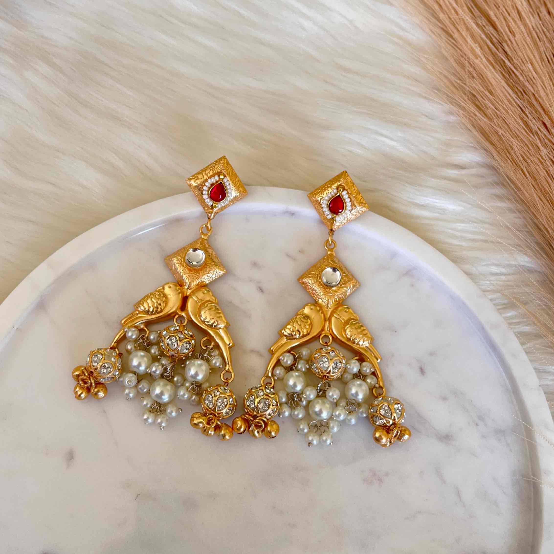 Pink Aakrati Golden Fusion Earrings