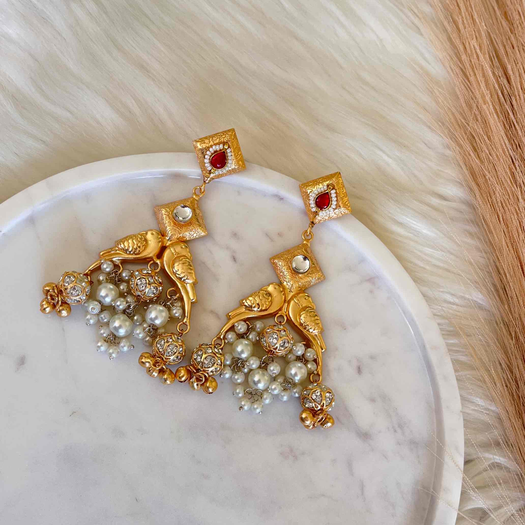 Pink Aakrati Golden Fusion Earrings