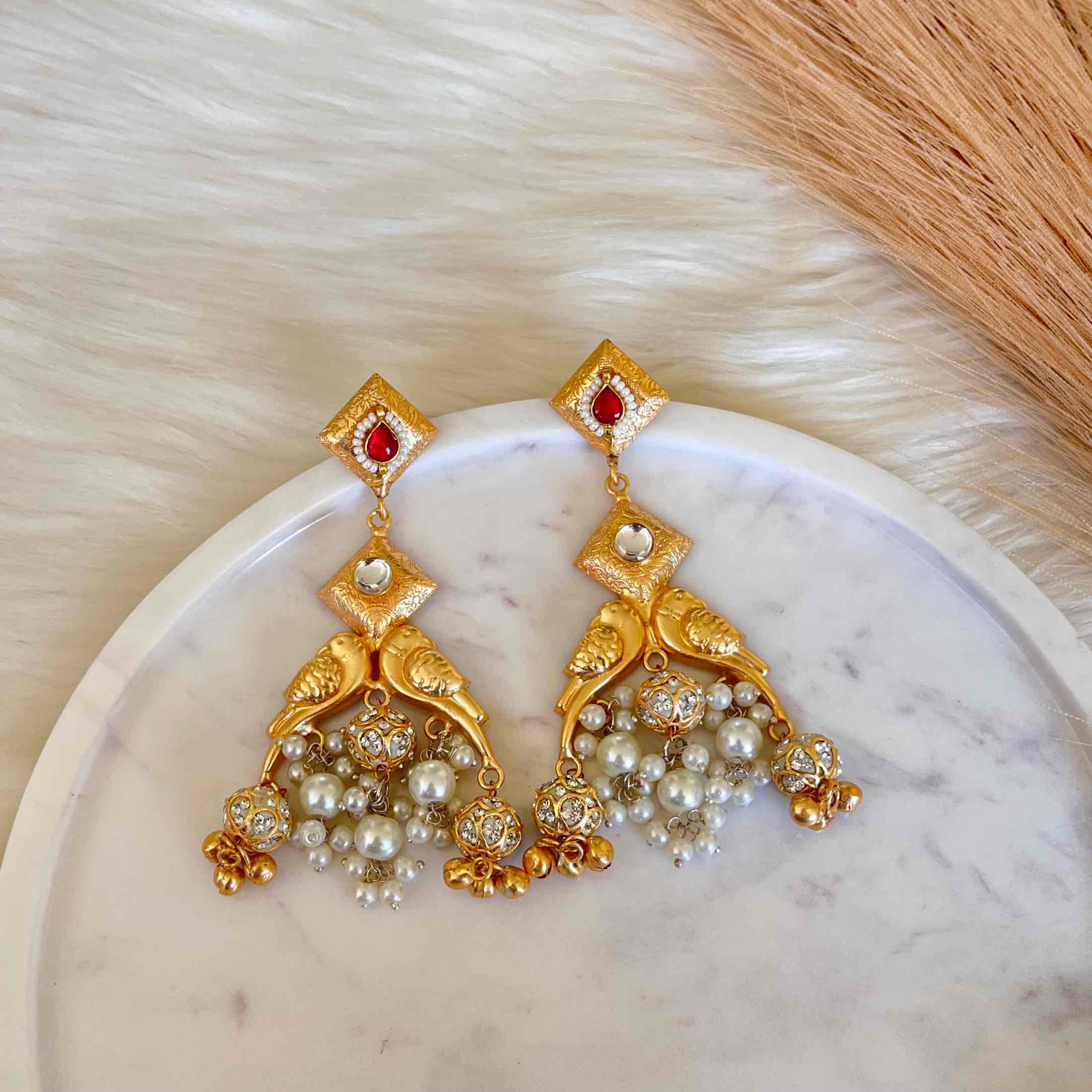 Pink Aakrati Golden Fusion Earrings