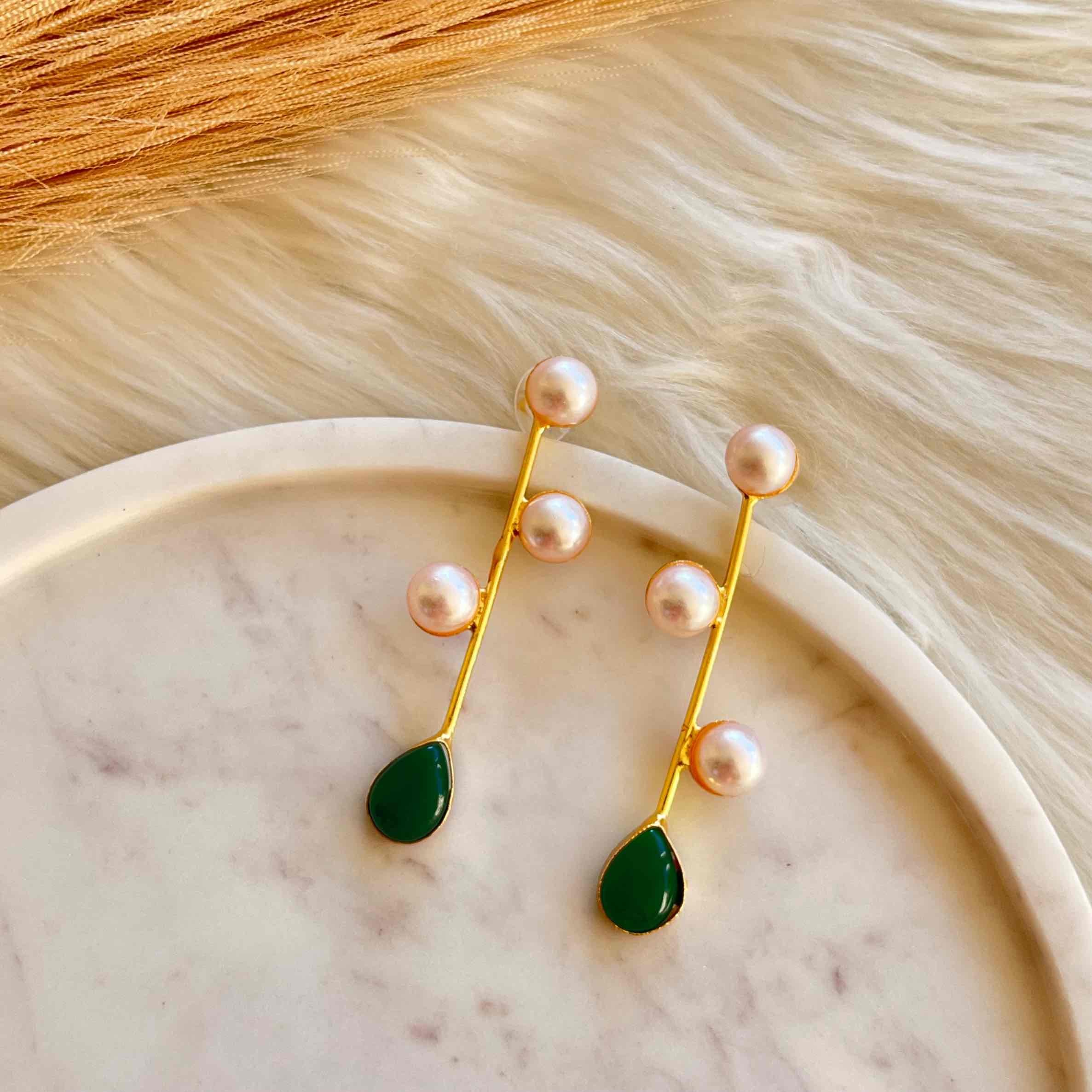 Dark Green Triple Pearl Drop