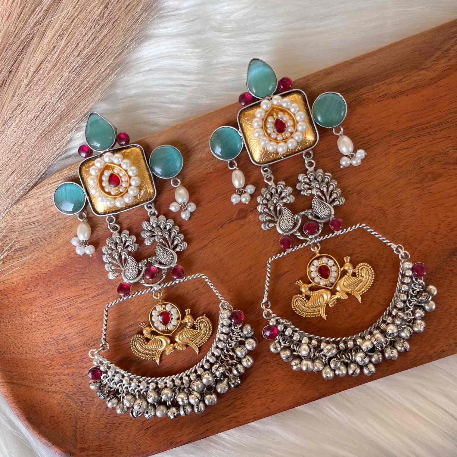 Blue Madhuri Silver Fusion Earrings