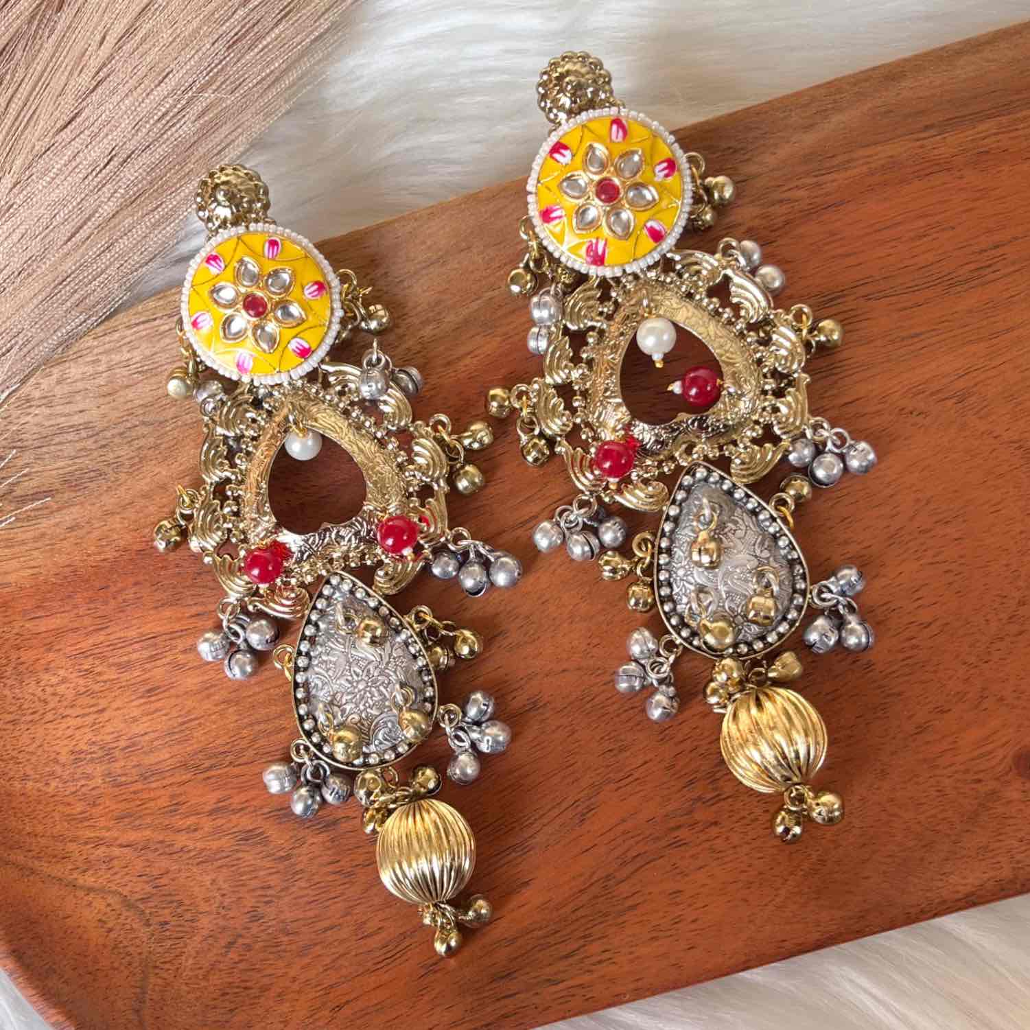 Madhubala Silver Fusion Earrings