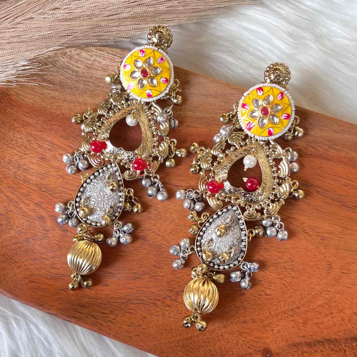 Madhubala Silver Fusion Earrings