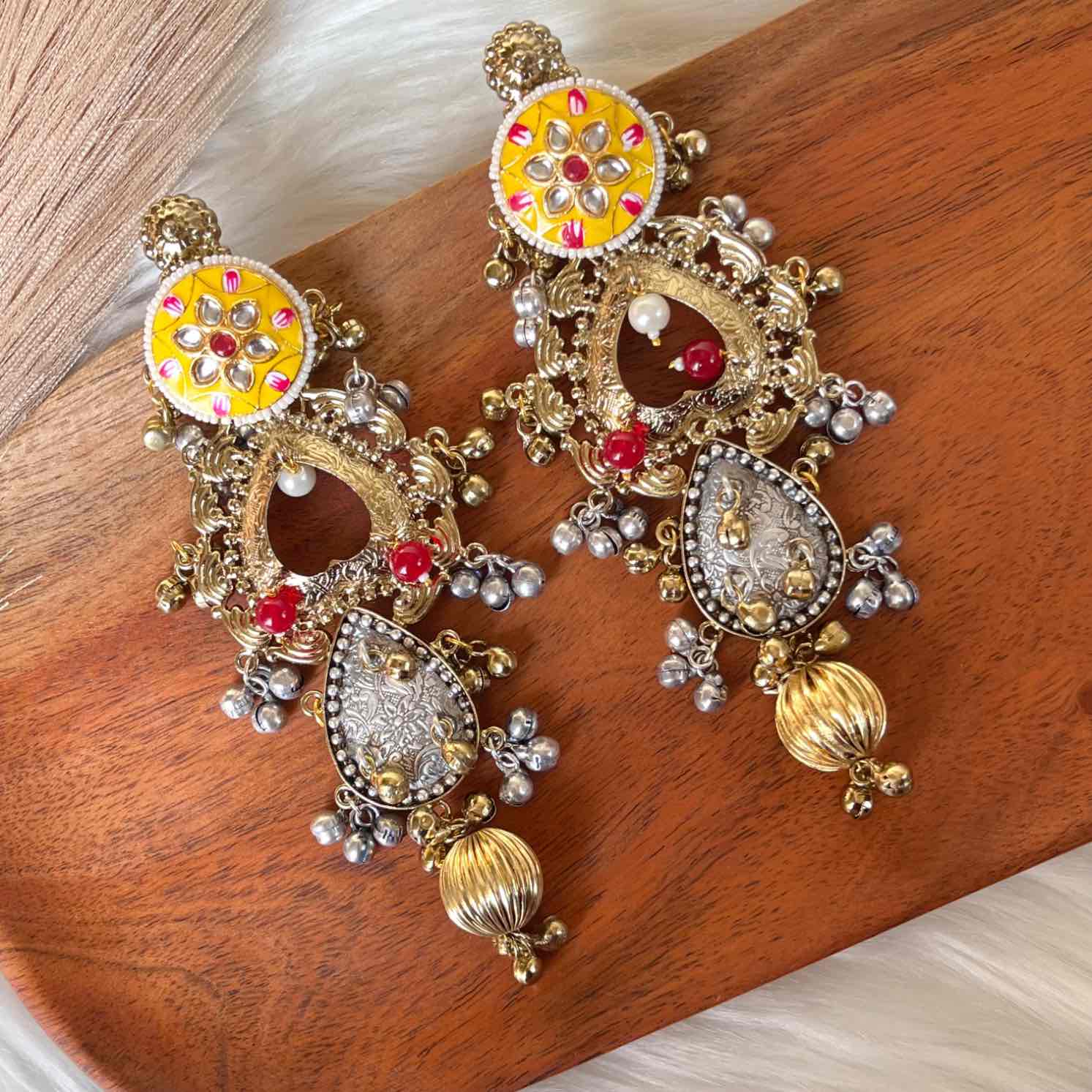 Madhubala Silver Fusion Earrings