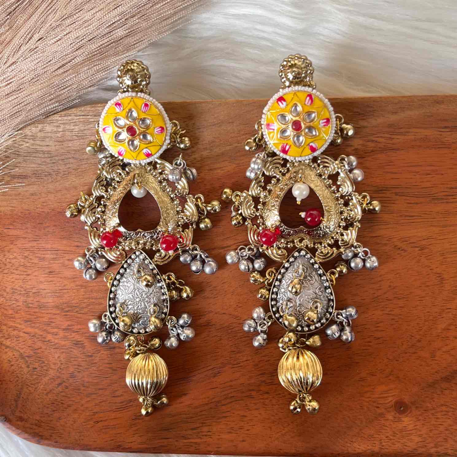 Madhubala Silver Fusion Earrings