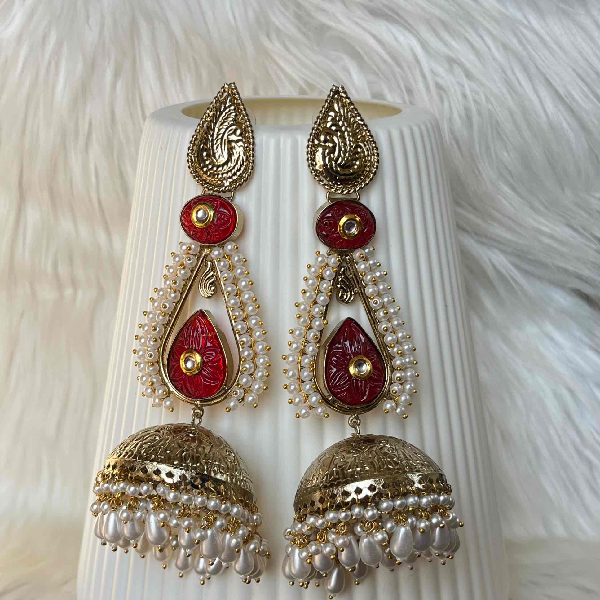 Red Raghini Jhumkas