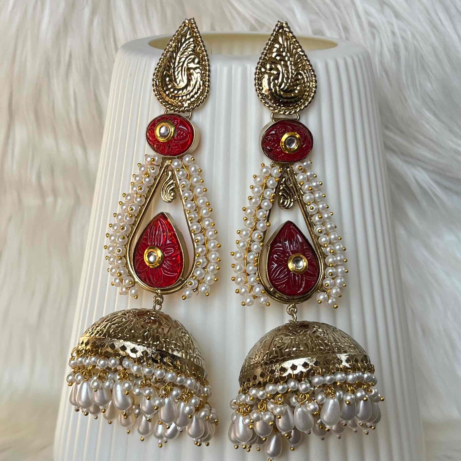 Red Raghini Jhumkas