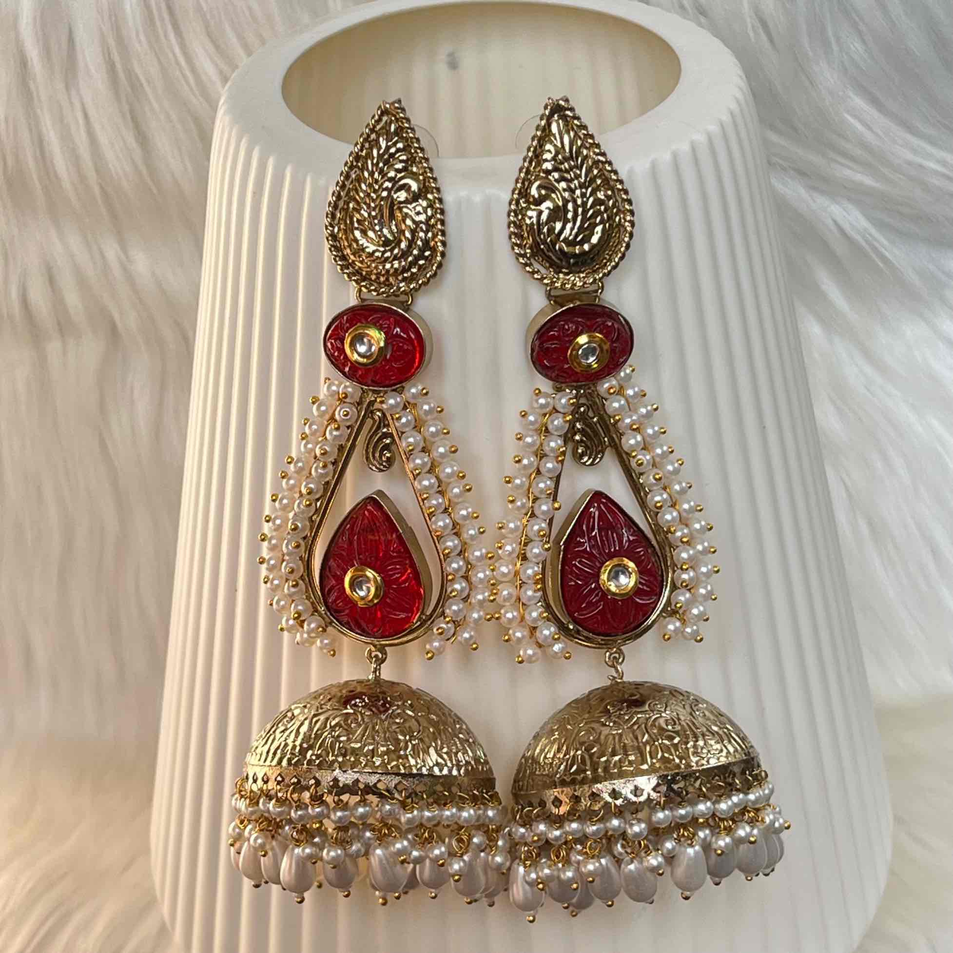 Red Raghini Jhumkas