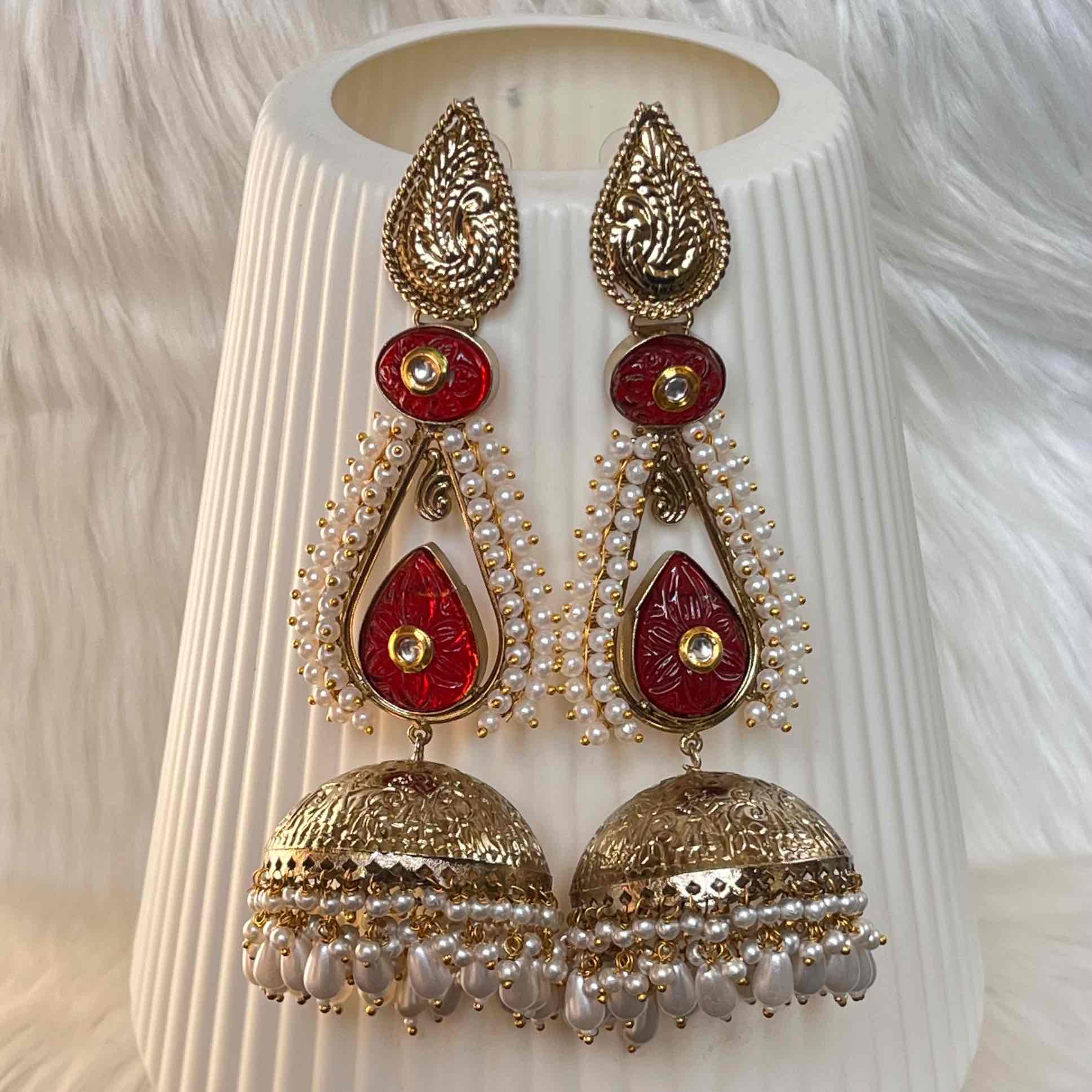 Red Raghini Jhumkas