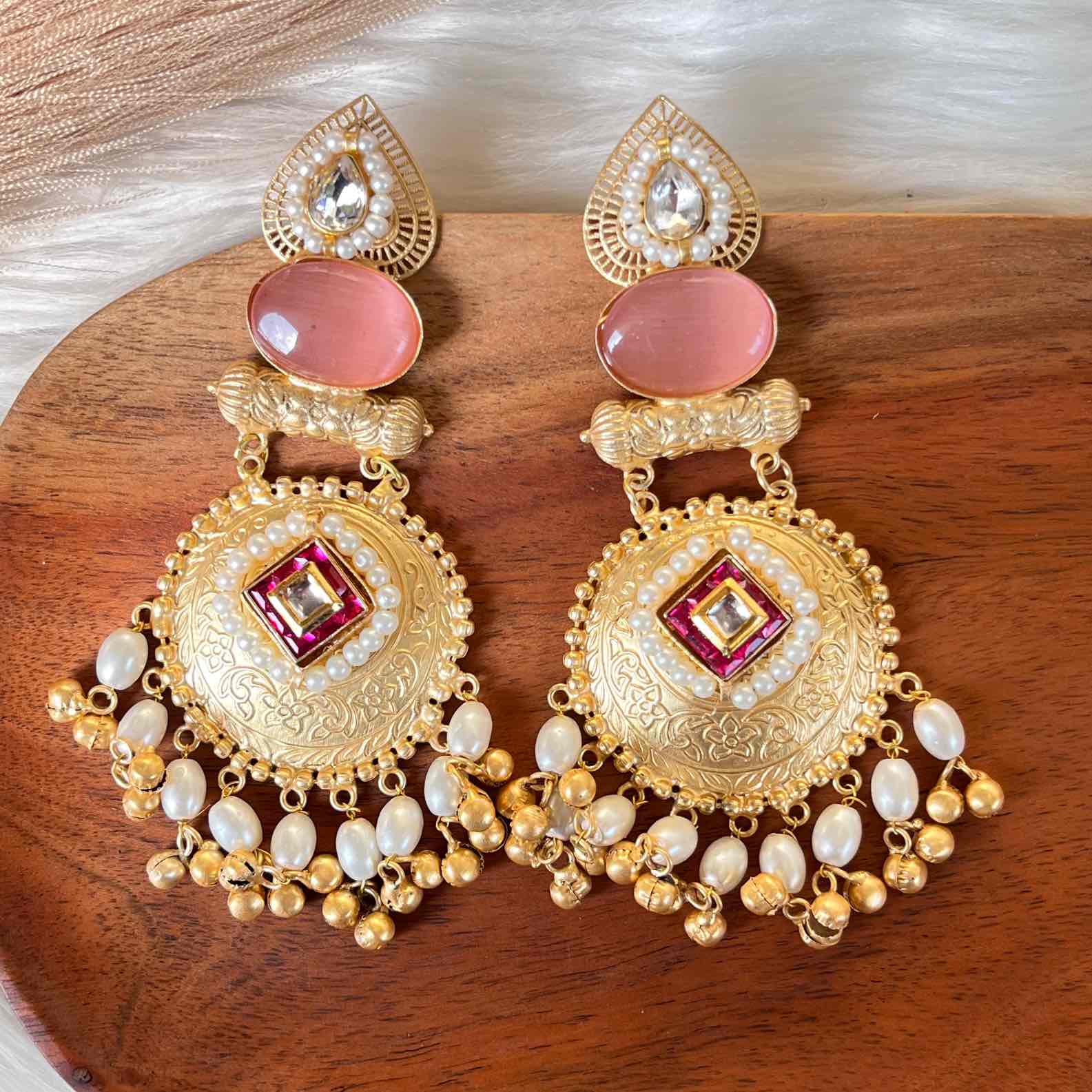 Pink Sitara Golden Fusion Earrings