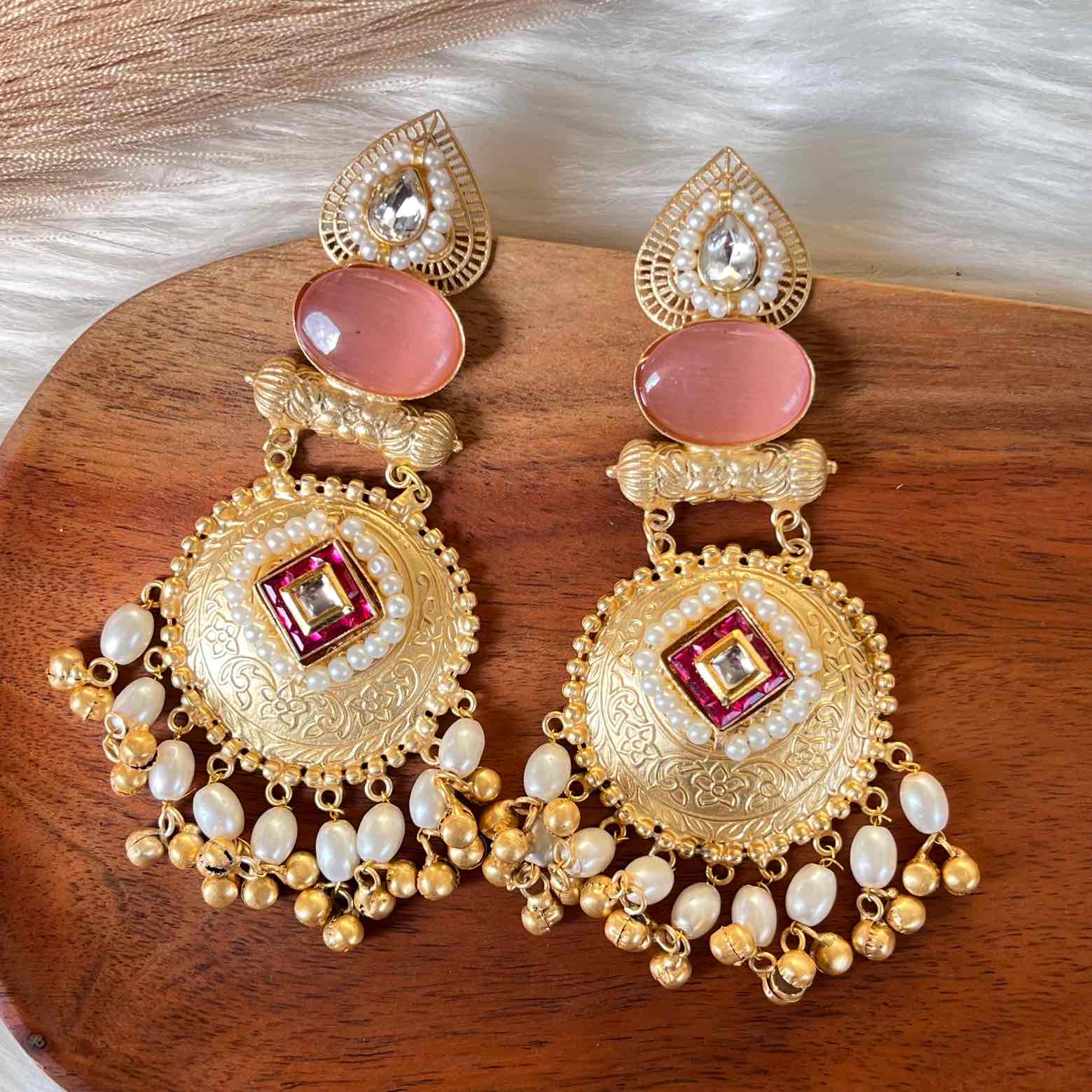 Pink Sitara Golden Fusion Earrings