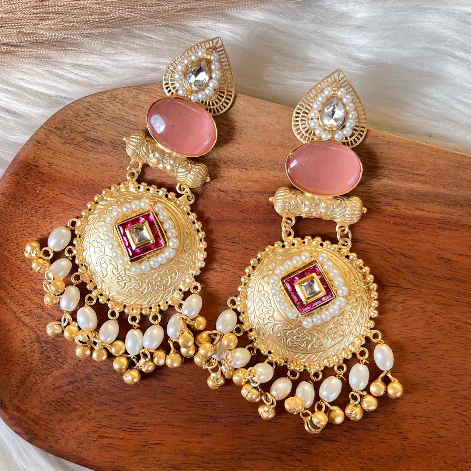 Pink Sitara Golden Fusion Earrings