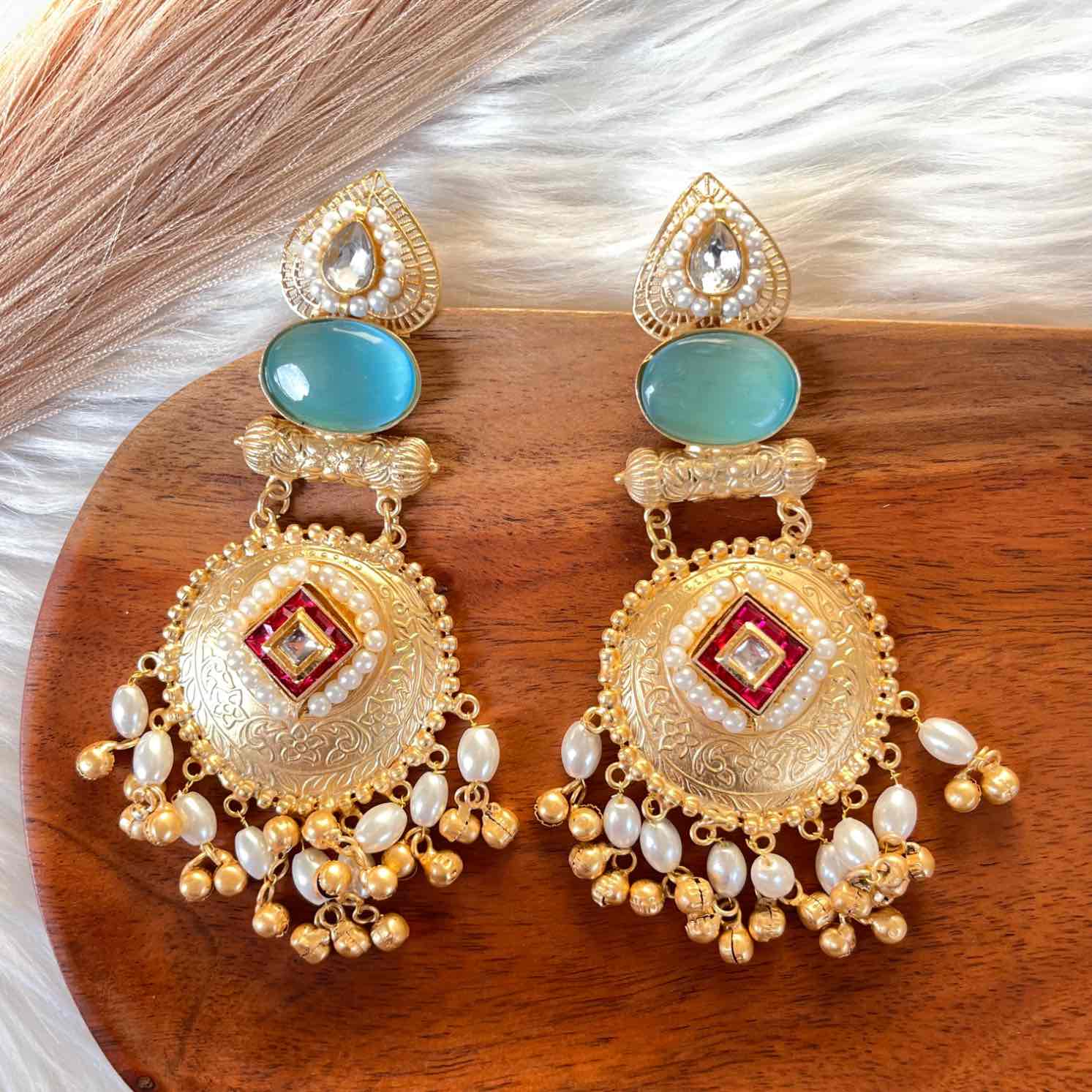 Blue Sitara Golden Fusion Earrings