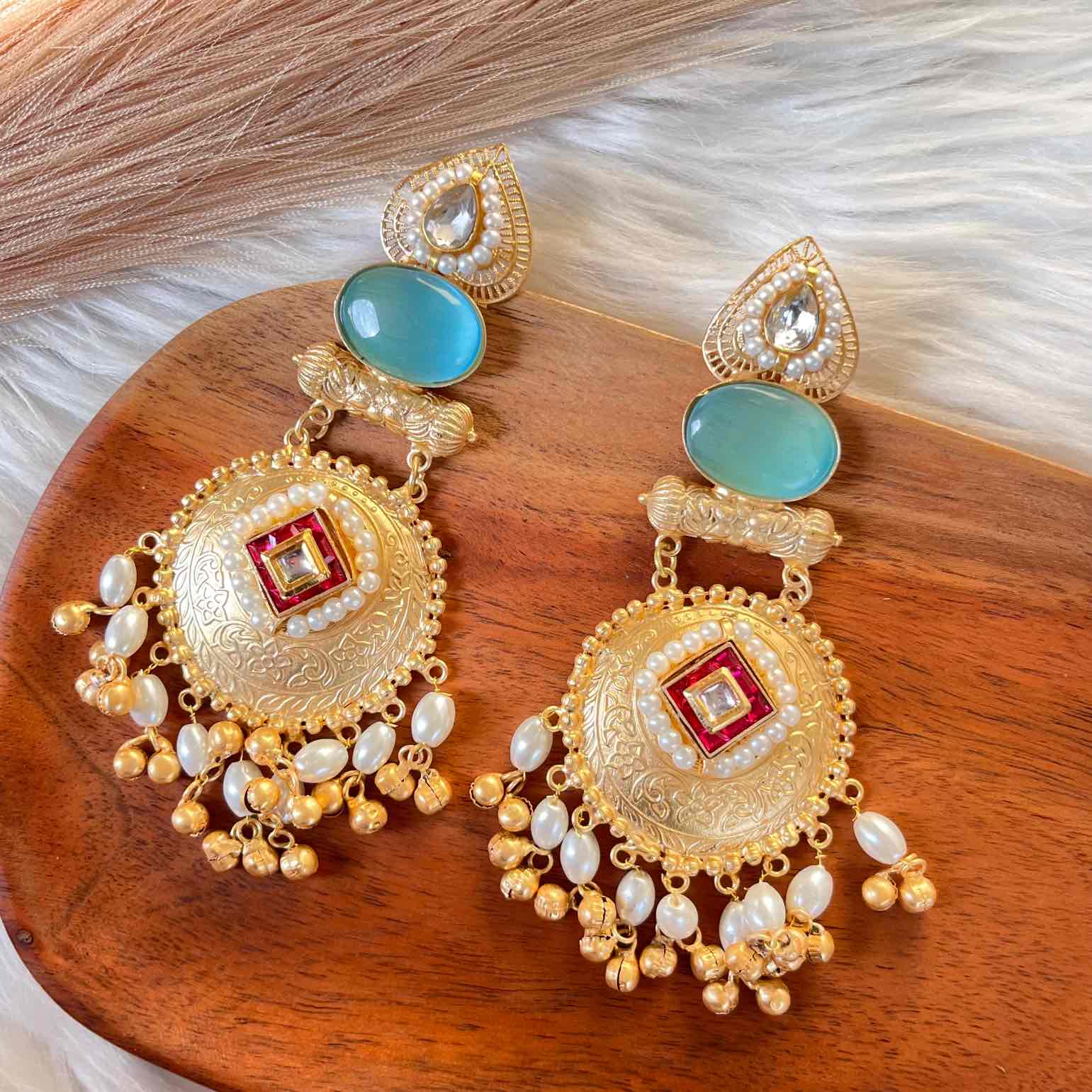 Blue Sitara Golden Fusion Earrings