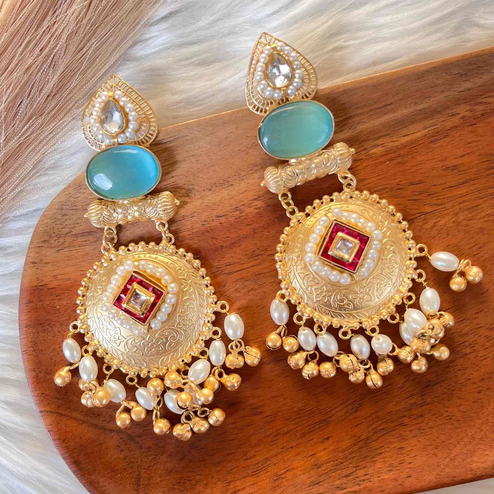 Blue Sitara Golden Fusion Earrings