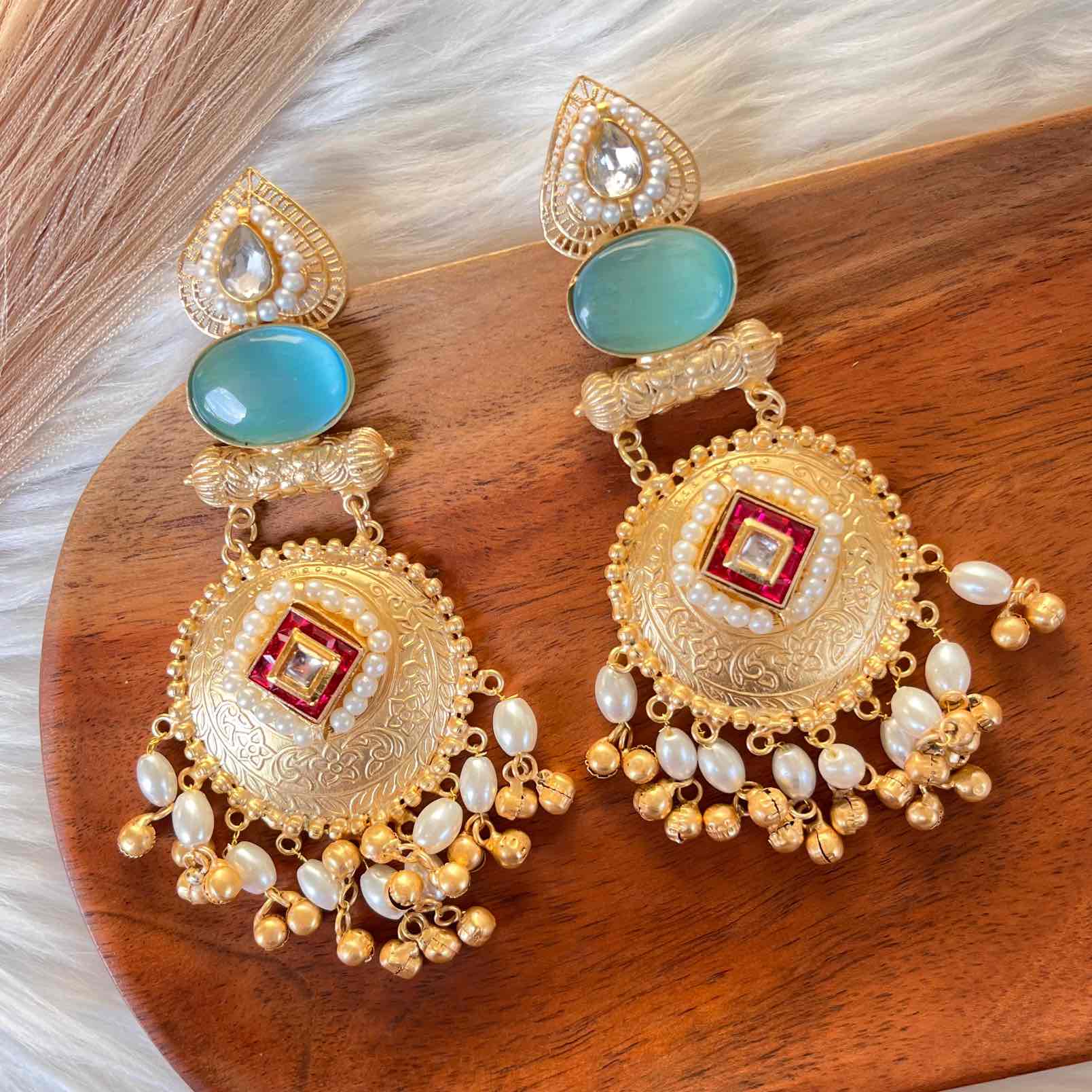 Blue Sitara Golden Fusion Earrings