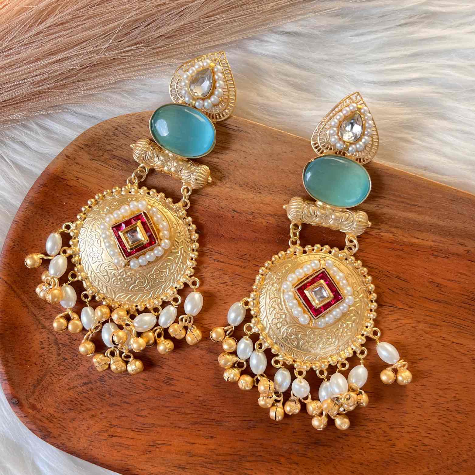 Blue Sitara Golden Fusion Earrings