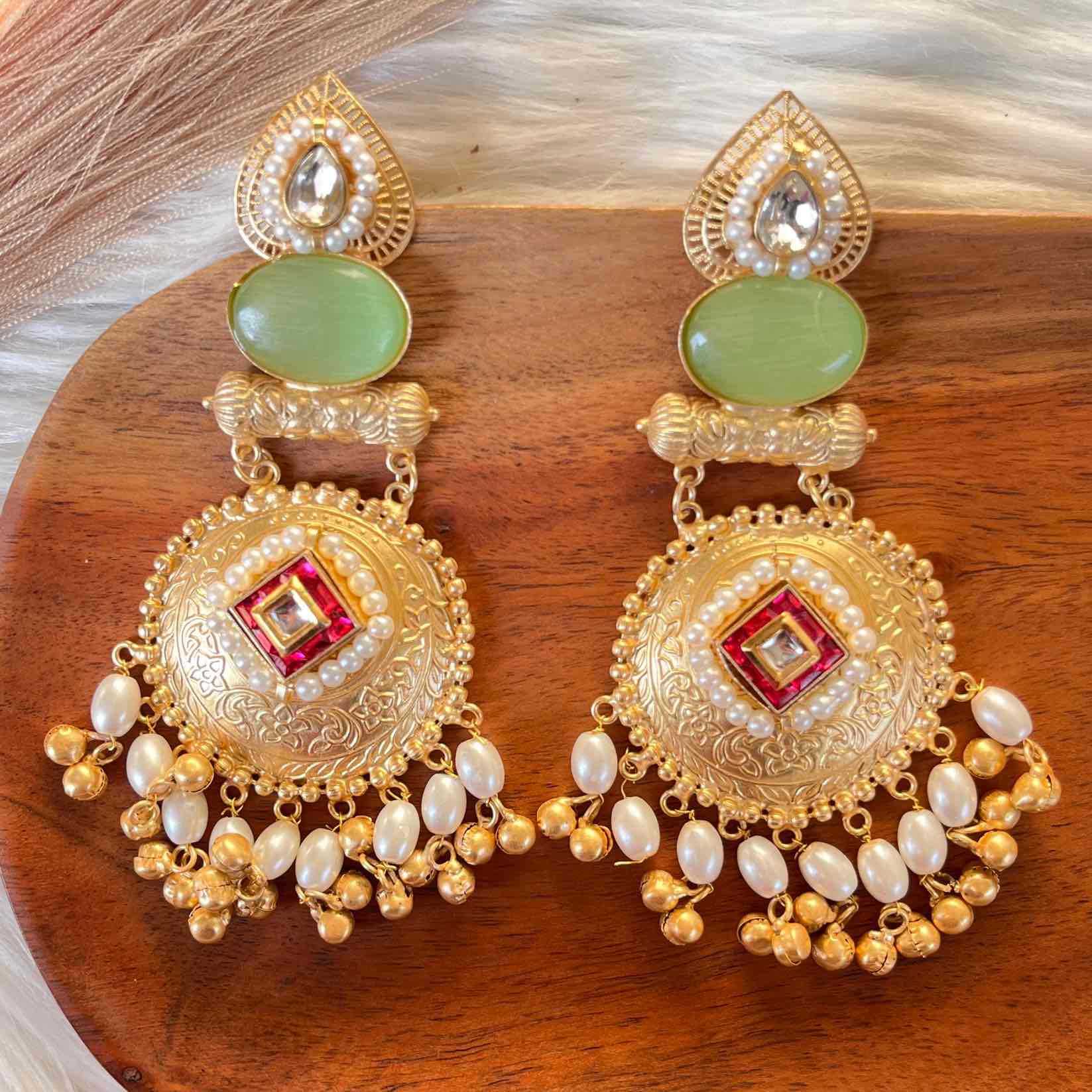 Green Sitara Golden Fusion Earrings