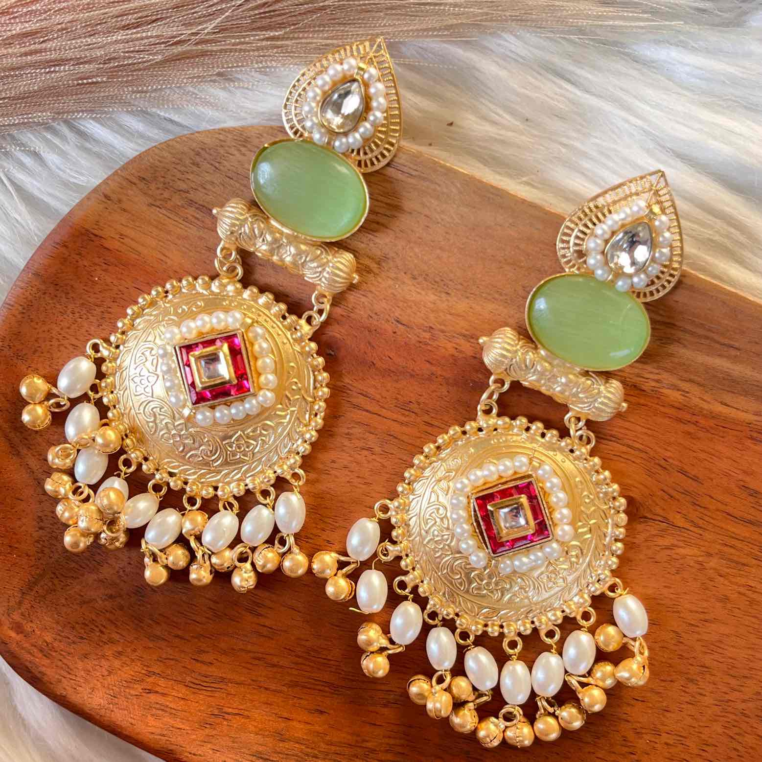 Green Sitara Golden Fusion Earrings