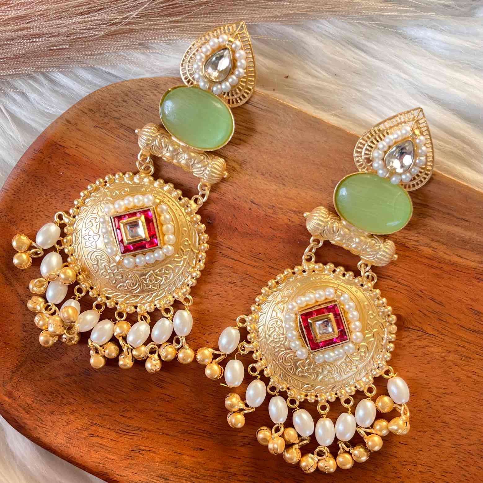 Green Sitara Golden Fusion Earrings