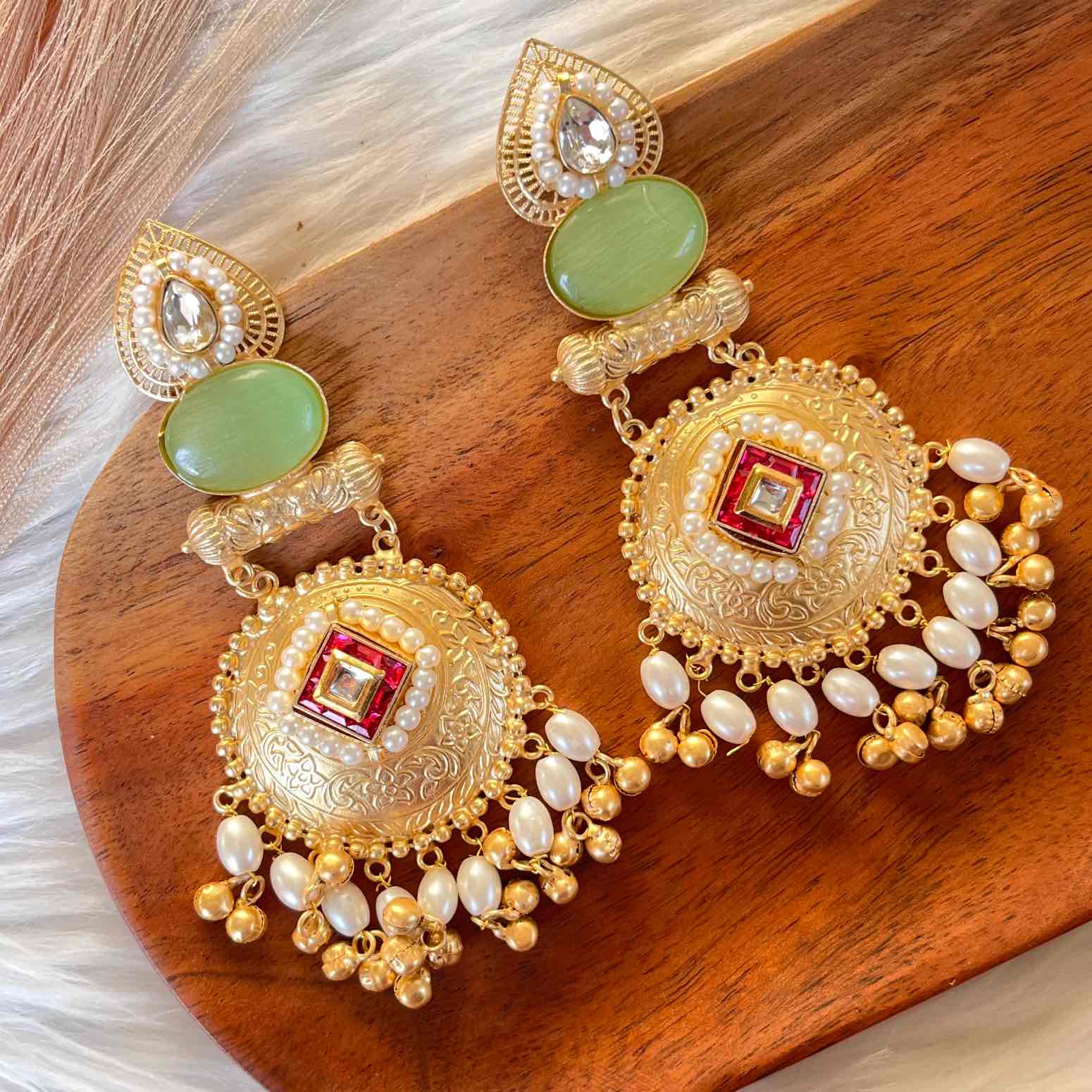 Green Sitara Golden Fusion Earrings