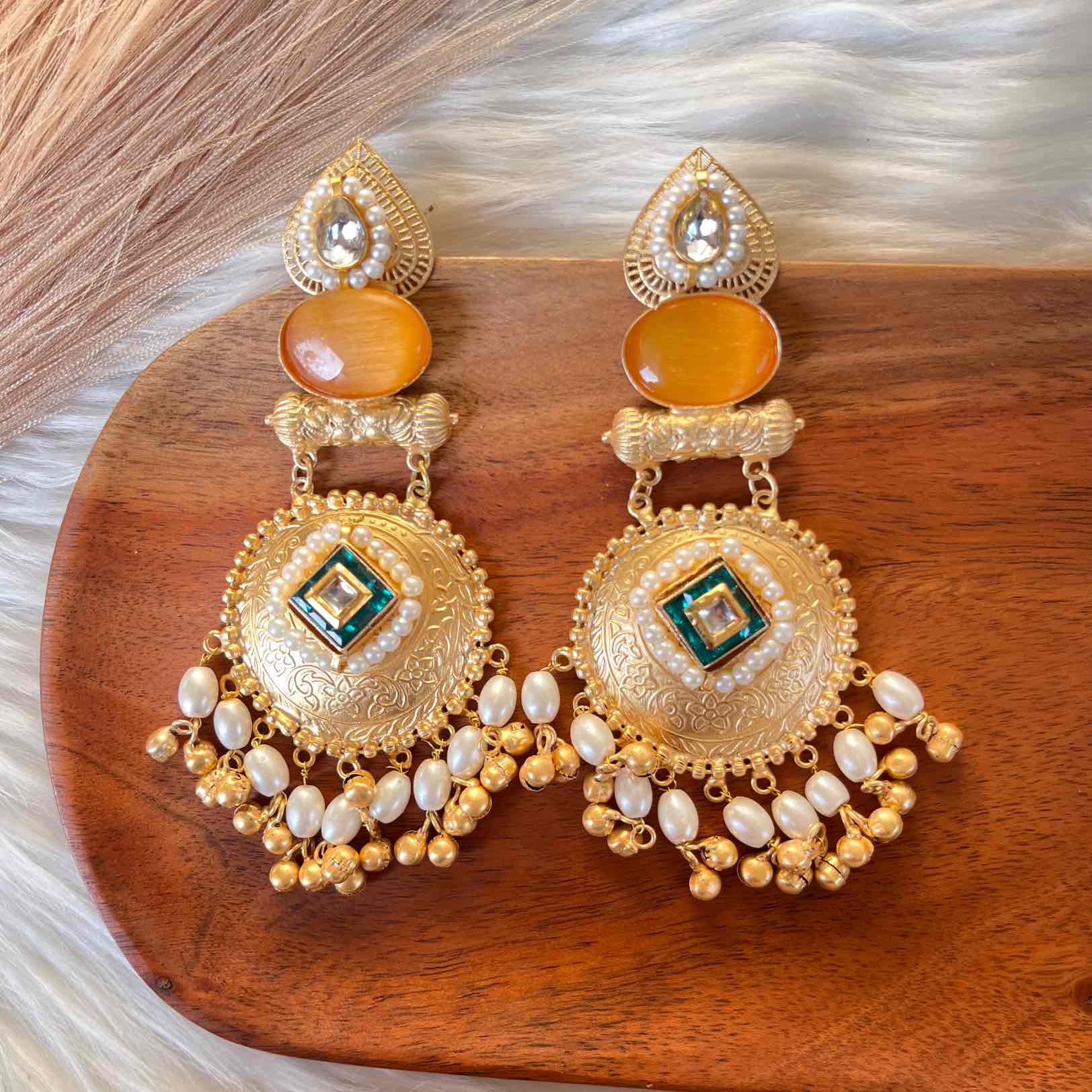 Yellow - Green Sitara Golden Fusion Earrings